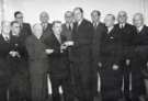 Presentation of gold watches to Messrs. Jack Hird and Jack Kershaw after 50 years service by Mr. G. Wilton Lee, (Lee of Sheffield Ltd.) Arthur Lee and Sons Ltd., steel manufacturers at the Royal Victoria Hotel Presentation of gold watches to Messrs. Jack Hird and Jack Kershaw after 50 years service by Mr. G. Wilton Lee, (Lee of Sheffield Ltd.) Arthur Lee and Sons Ltd., steel manufacturers at the Royal Victoria Hotel