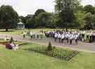 Sheffield City Morris dancing in Weston Park gardens, 2022 celebrating the 21st birthday of Pecsaetan Morris