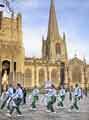 Sheffield City Morris dancing outside Sheffield Cathedral, Church Street on New Years Day