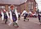 Sheffield City Morris dancing at Oxspring Junior School, [Sheffield Road, Oxspring, near Penistone]