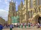Sheffield City Morris dancing outside the south door of York Minster