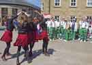 Sheffield City Morris with female dance group, Gaorsach Rapper at Bakewell, Derbyshire 