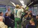 Sheffield City Morris dancing on the 'Folk Train' (Sheffield to Manchester train)