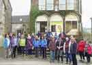 Sheffield City Morris members and friends outside Youlgreave Youth Hostel ready for a day's walking