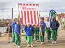 Sheffield City Morris. About to dance on the BBC Breakfast Show with weather forecaster, Matt Taylor during Whitby Folk Week, North Yorkshire