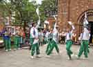 Sheffield City Morris. Dancing outside the Church of St Mary the Virgin, St Mary's Place, Shrewsbury, Shropshire