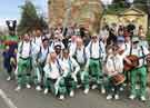 Sheffield City Morris. Group photograph, complete with 'Shergar', Upton upon Severn, Worcestershire