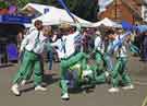 Sheffield City Morris. Dancing outside The King's Head public house, Upton upon Severn, Worcestershire