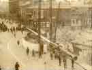 Construction of war memorial, Barker's Pool showing (top left) Manchester Hotel, Nos. 4- 6 Division Street and (right) W. B. Wolstenholme Ltd., ivory cutters, Nos. 64 - 66 Holly Street, [1925]
