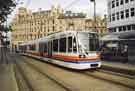 Supertram 103 at Sheffield Cathedral Supertram stop, Church Street Supertram 103 at Sheffield Cathedral Supertram stop, Church Street