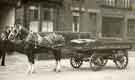 Horse drawn cart belonging to J. W. Kershaw and Sons, bone dealers outside Nos. 76 - 82 Broadfield Road