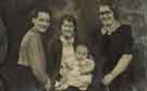 Family group in studio portrait showing (left) Eunice Athey (later Travis), (right) Evelyn Rodgers (later Travis) and (front) Michael Athey Family group in studio portrait showing (left) Eunice Athey (later Travis), (right) Evelyn Rodgers (later Travis) and (front) Michael Athey