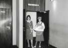 Eunice and Dorothy, usherettes, at the entrance of the Gaumont 3 Cinema, Barkers Pool