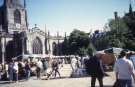 Forecourt and market stalls, Sheffield Cathedral, Church Street Forecourt and market stalls, Sheffield Cathedral, Church Street