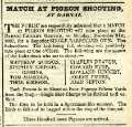 Advertisement for pigeon shooting at Darnall Cricket Ground in the Sheffield Courant