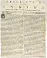Description of the engine invented by Mr Parsons of Sheffield in the county of York, for which His Majesty has granted him his royal letters patent for raising water out of pits or mines, supplying of towns, houses or gardens, draining of lands, pump