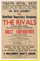Playbill for The Rivals performed by the Sheffield Repertory Company at the Theatre Royal, Bath