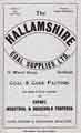 Advertisement for the Hallamshire Coal Supplies Ltd., coal and coke factors, No. 14 Wharf Street