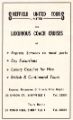 Advertisement for Sheffield United Tours Ltd., No. 33 Union Street (express, excursion and private hire dept.) and No. 21 Pond Hill (tours dept.)