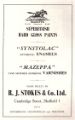 Advertisement for R. J. Stokes and Co. Ltd., paint manufacturers, No. 44 Cambridge Street