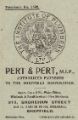 Advertisement for Pert and Pert, plumbers, lead and glass merchants, No. 313 Shoreham Street