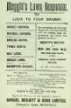 Advertisement for Meggitt's lawn renovator. Samuel Meggitt and Sons Ltd., Effingham Road Advertisement for Meggitt's lawn renovator. Samuel Meggitt and Sons Ltd., Effingham Road