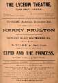 Advertisement for both the last performance of Mr Harry Paulton and the comic opera 'Cupid and the Princess' at the Lyceum Theatre, Tudor Street