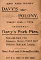 Advertisement for Davy's polony [probably Arthur Davy and Sons Ltd., provision merchants]
