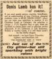 Advertisement for Christmas cards and gifts from Denis Lamb Ltd., stationers, Nos. 40 - 42 Union Street