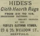 Advertisement for Hide's, [furnishing fabric shop], Nos. 23 and 25 Meadow Street