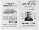 Election leaflet of Isidore Lewis, Labour party candidate in the municipal elections for the Cathedral ward Election leaflet of Isidore Lewis, Labour party candidate in the municipal elections for the Cathedral ward
