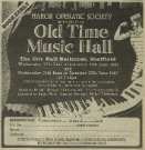 Advertisement for Manor Operatic Society's 'Old Time Music Hall', City Hall Ballroom, Barkers Pool, 17th - 20th and 24 - 27 June, 1987