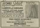 Advertisement for Home Select, carpets, curtains and blinds dealers Advertisement for Home Select, carpets, curtains and blinds dealers