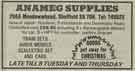 Advertisement for Anameg Supplies, No. 298a Meadowhead