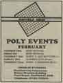 Advertisement for 'Poly Events', Sheffield City Polytechnic Union of Students, Nelson Mandela Building, Pond Street