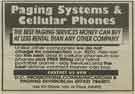 Advertisement for D. C. Promotions, paging systems and cellular phones