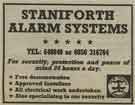 Advertisement for Staniforth Alarm Systems
