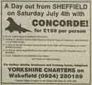 Advertisement for a day experience on a British Airways Concorde flight organised by Yorkshire Charters