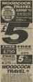 Advertisement for Woodcock Travel Ltd., travel agents