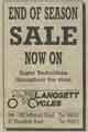 Advertisement for sale at Langsett Cycles, Nos. 184 - 192 Infirmary Road and No. 47 Mansfield Road