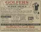 Advertisement for Sheffield Pro Golf Shop, No. 156 Valley Road