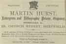 Advertisement for Martin Hurst, letterpress and lithographic printer, engraver, bookbinder No. 23 Church Street Advertisement for Martin Hurst, letterpress and lithographic printer, engraver, bookbinder No. 23 Church Street