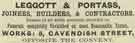 Advertisement for Leggott and Portass, joiners, builders and contractors, No. 5 Cavendish Street Advertisement for Leggott and Portass, joiners, builders and contractors, No. 5 Cavendish Street