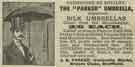 Advertisement for the Parker umbrella made by J. B. Parker, [umbrella manufacturers], Umbrella Works, Broom Close