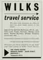Advertisement for Wilks, travel service, The Travel Centre, Imperial House, Union Street