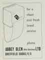Advertisement for a clean and fresh towel service, Abbey Glen (Hire Services) Ltd., [Coniston Road]